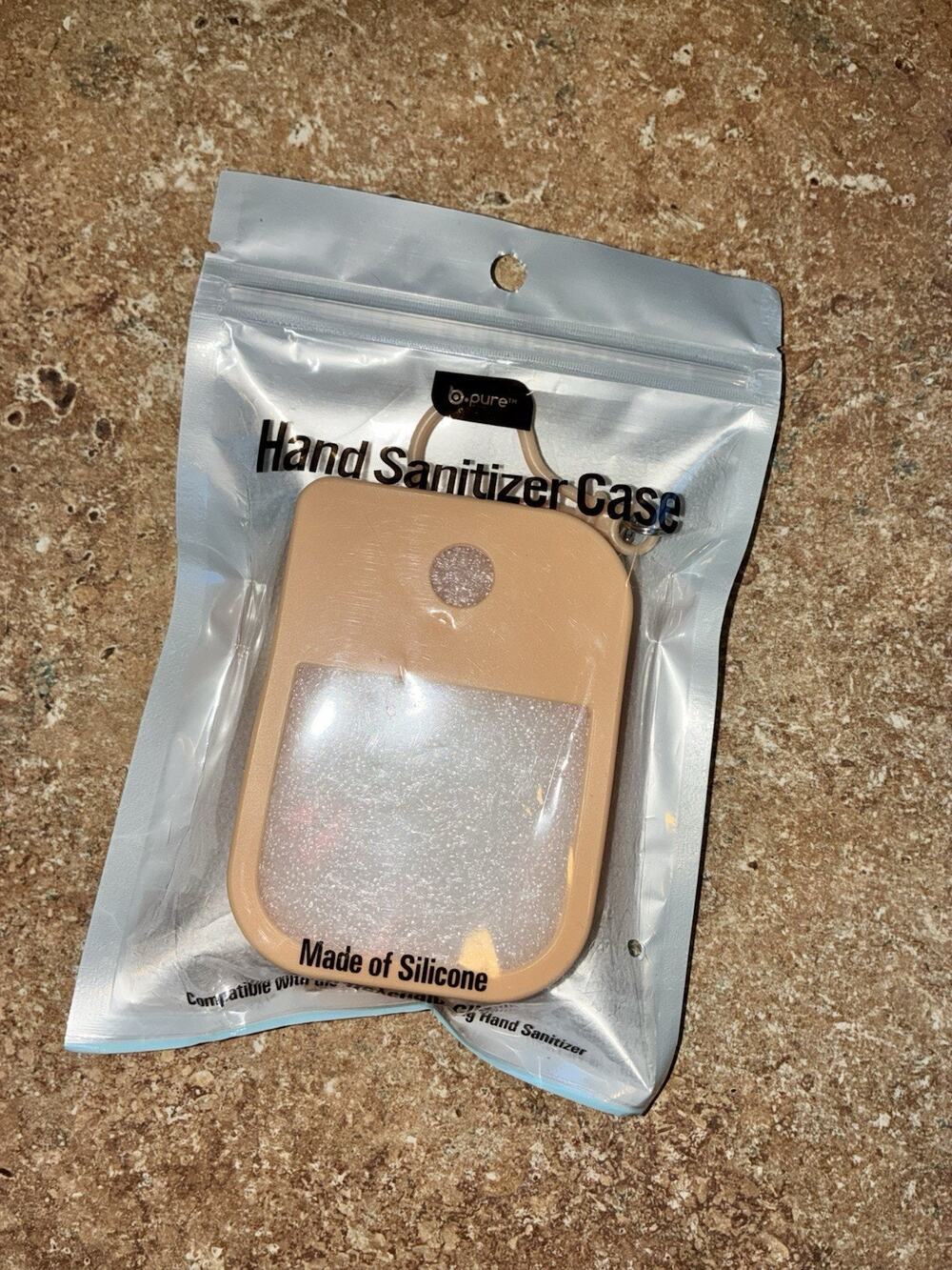 B.pure Hand sanitizer case with Keychain Clip In Color Peach Tan